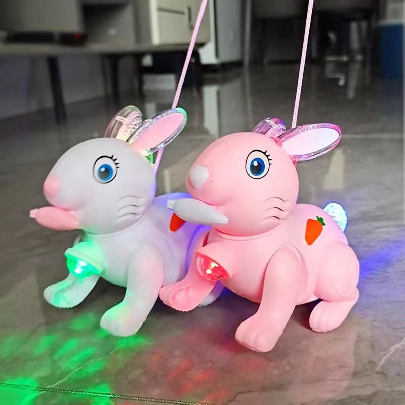 Đồ chơi con thỏ  , chạy pin có Đèn sáng và phát nhạc . Tặng kèm dây để các bé dắt đi chơi