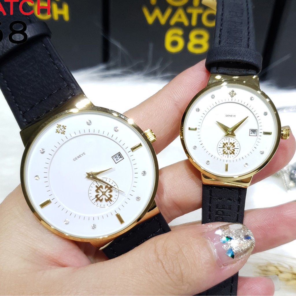 Đồng hồ cặp đôi nam nữ SL kim rốn dây da đen mặt siêu mỏng độc đáo chống nước chính hãng Tony Watch 68 | BigBuy360 - bigbuy360.vn