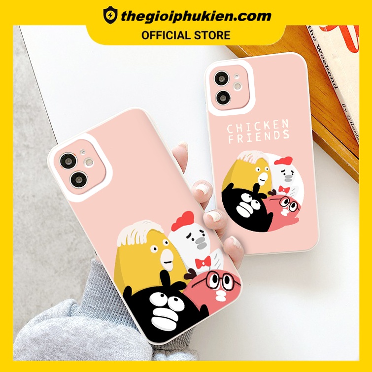 Ốp iphone - Ốp lưng iphone cạnh vuông Chicken friends dành cho ip 6 đến 14promax - ng229
