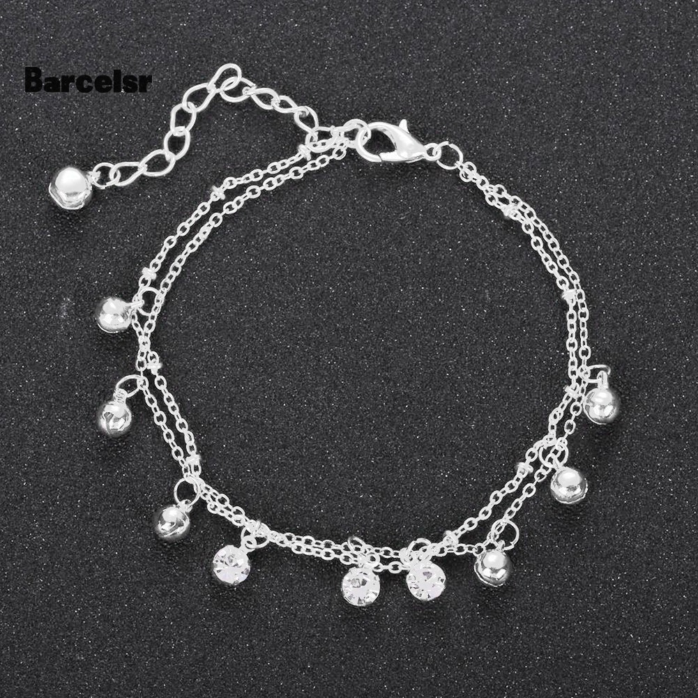 ♡Lắc Chân Hai Lớp Đính Chuông Và Đá Thời Trang Đi Biển Cho Nữ