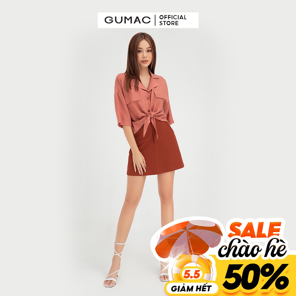 [Mã WABRGU100 giảm 15% đơn 249K tối đa 100k] Áo sơ mi nữ 2 túi GUMAC thiết kế trẻ trung, unisex năng động màu hồng AB466