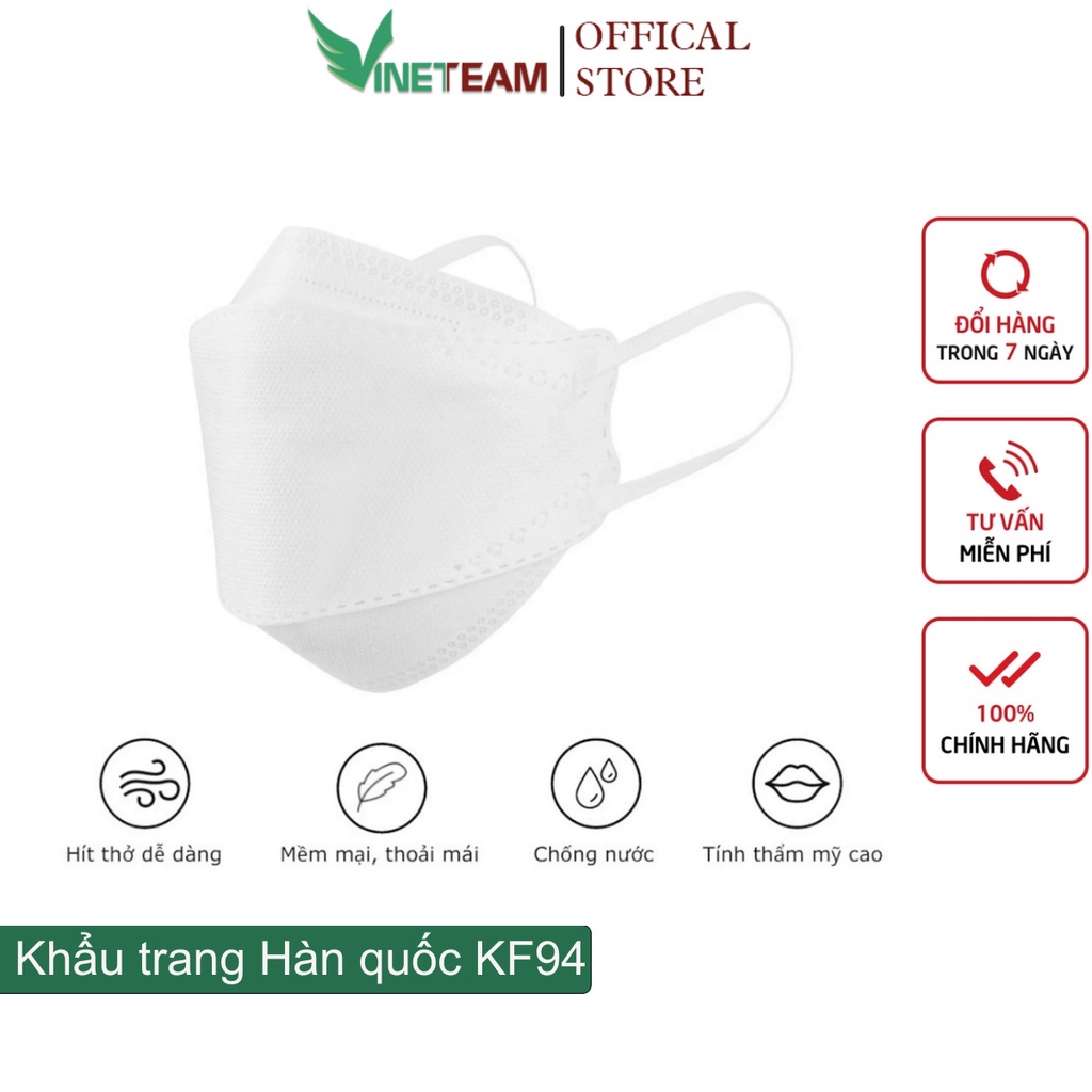 Khẩu Trang KF94 Vinetteam Hàn Quốc Bao Bì Chữ Tiếng Hàn, kháng Khuẩn PM 2.5 4732