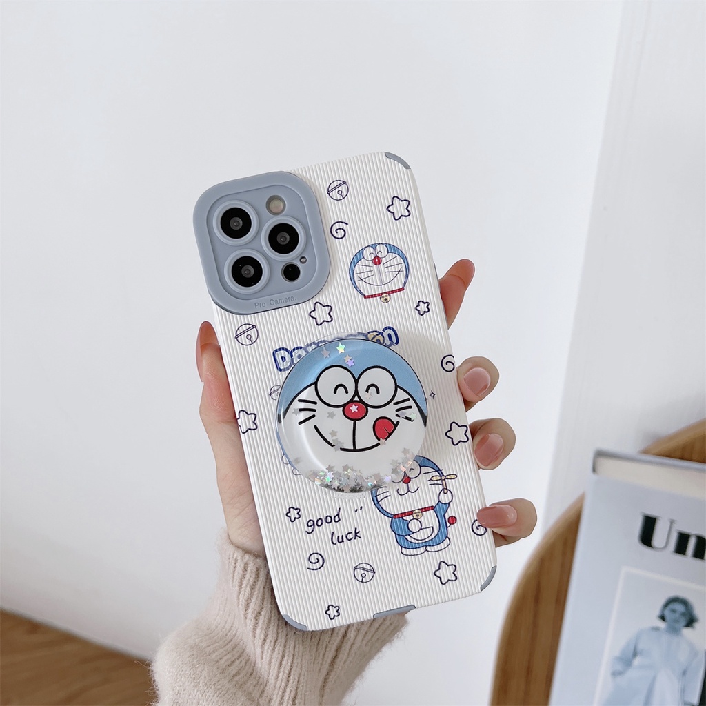 Ốp Điện Thoại Da Chống Rơi In Hình Doraemon Cho iPhone 13 / 12 Pro Max 11 7 8 Plus