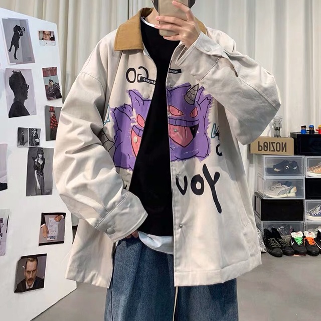 FREESHIP 50K - Áo Khoác KAKI SIMPLE JACKET In Hình Hoạt Hình Unisex