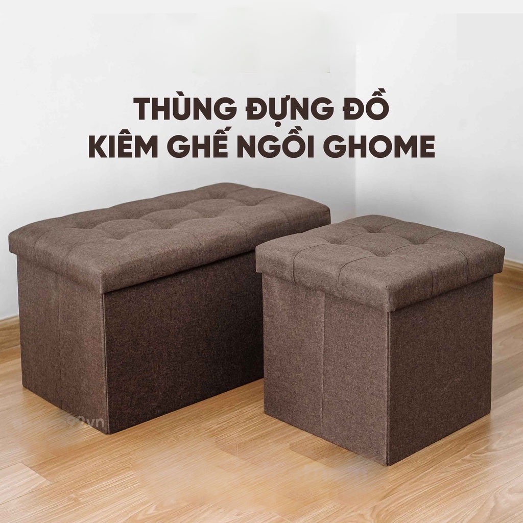 Thùng vải đựng đồ kiêm ghế ngồi khung gỗ nhân tạo bọc vải chắc chắn, tiện lợi, ghế hộp đựng đồ đa năng