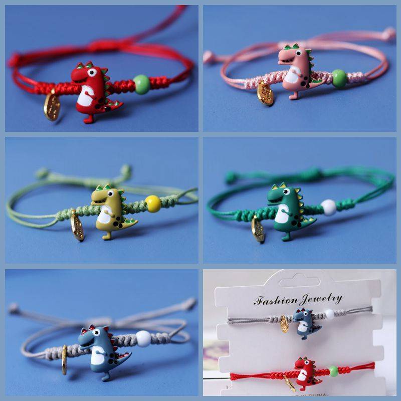 Hoạt Hình Vòng Đeo Tay Đan Len Hình Khủng Long Dễ Thương Cho Học Sinh