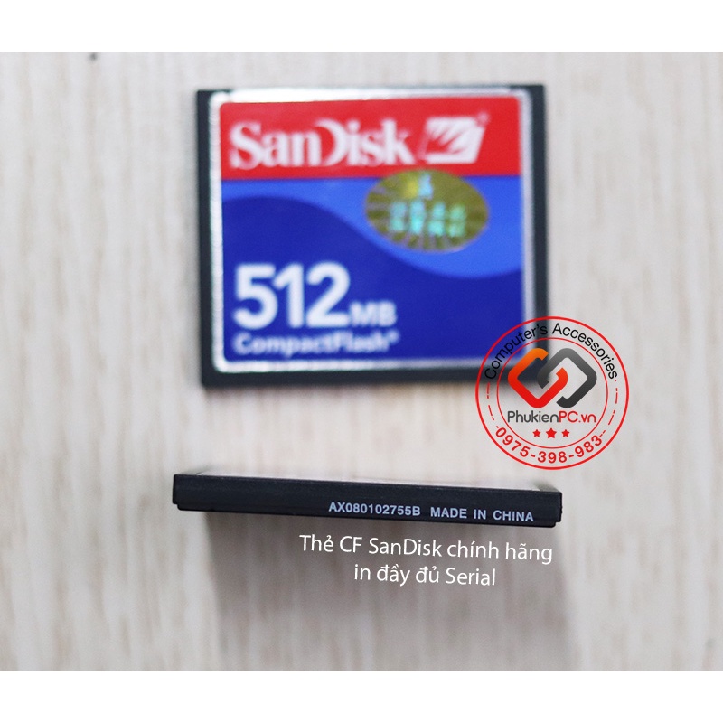 Combo Thẻ nhớ CF Card 512Mb, vỏ thẻ PCMCIA 68 chân, đầu đọc thẻ nhớ CF USB chuyên dụng