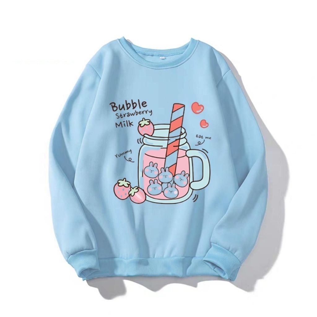 ÁO SWEATER NAM NỮ IN BUBLE MILK SIÊU DỄ THƯƠNG ÁO SWEATER NHIỀU MÀU