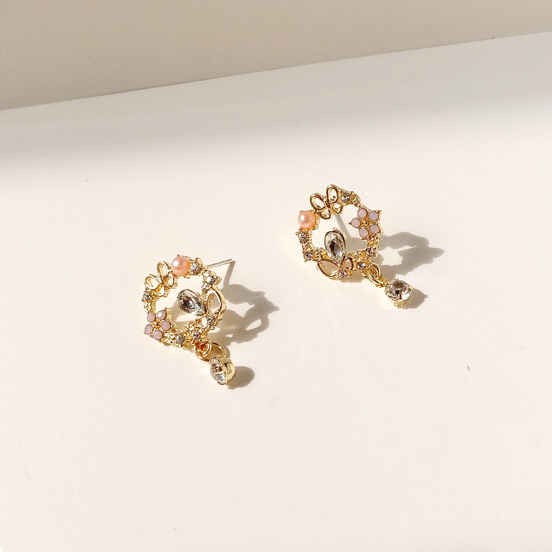 Bông Tai Tròn Hình Hoa Bướm Đính Đá Lấp Lánh Phong Cách Hàn Quốc Cho Nữ