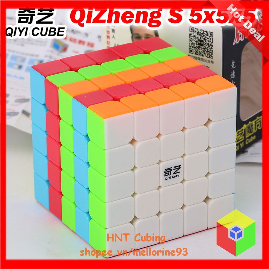 Đồ Chơi Rubik 5x5 QiYi Qi Zheng S Khối Lập Phương 5 Tầng Sticker Viền Đen Stickerless Không Viền