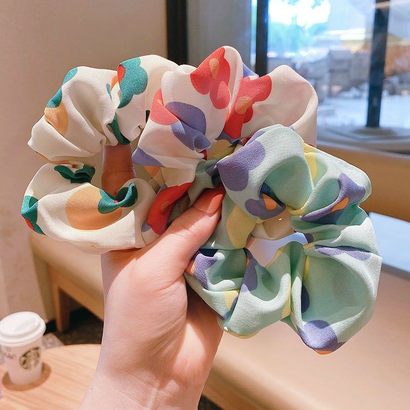 Dây buộc tóc scrunchies, dây cột tóc chun buộc tóc nữ họa tiết hoa quả dễ thương Hàn Quốc