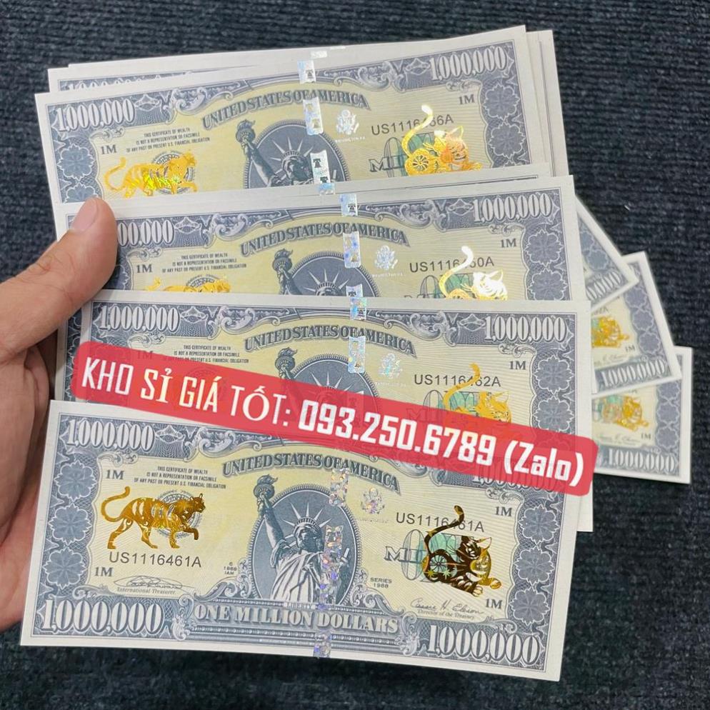 Tờ Tiền 1 Triệu Đô Hình Con Mèo - usd Kỉ Niệm Lưu Niệm, Có Bảo An