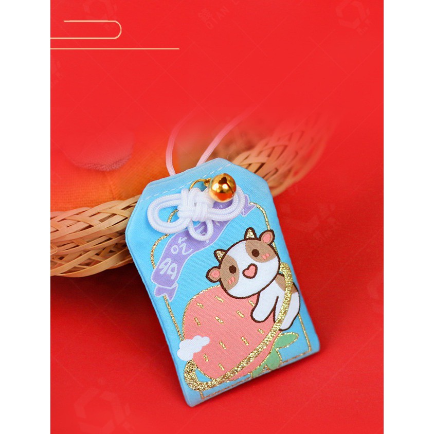 Túi Phước May Mắn Omamori Họa Tiết Con Trâu Bọc Vỏ Silicon tặng Đá Ngũ Sắc 2021