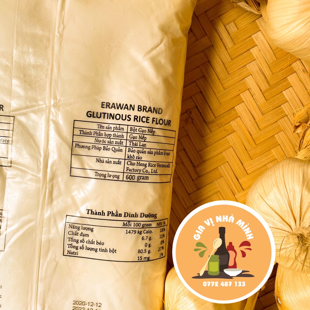 BỘT NẾP THÁI LAN HIỆU CON VOI 600GR