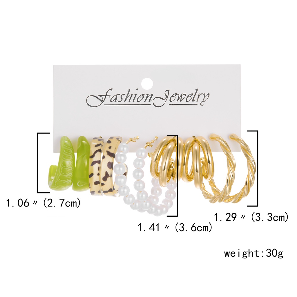 Set 5 đôi bông tai RINHOO hình tròn/ hình bướm thời trang cho nữ