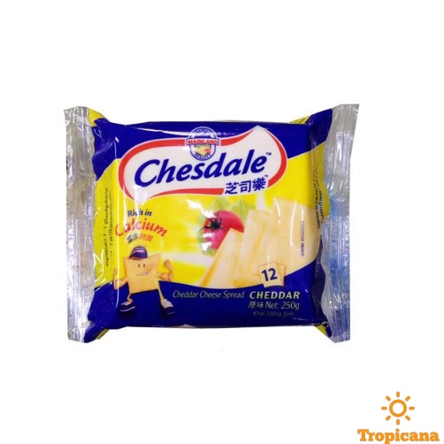 Phô mai Cheddar Chesdale New Zealand vị sữa gói 12 lát - Gói 250g