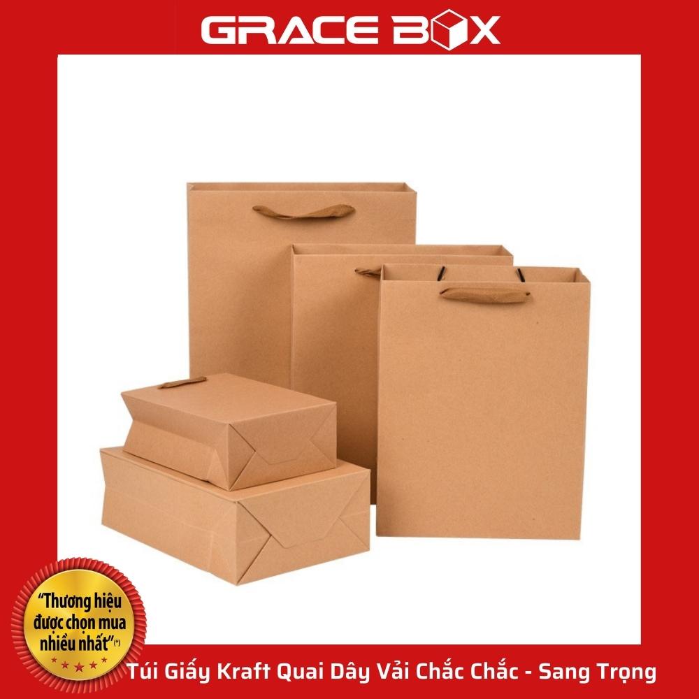 {Giá Sỉ} Túi Giấy Kraft Quai Dây Vải Chắc Chắc - Sang Trọng - Siêu Thị Bao Bì Grace Box