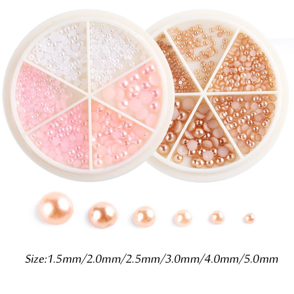 [Hàng mới về] Hộp phụ kiện hạt 3D 6 kích cỡ trang trí móng tay thời trang