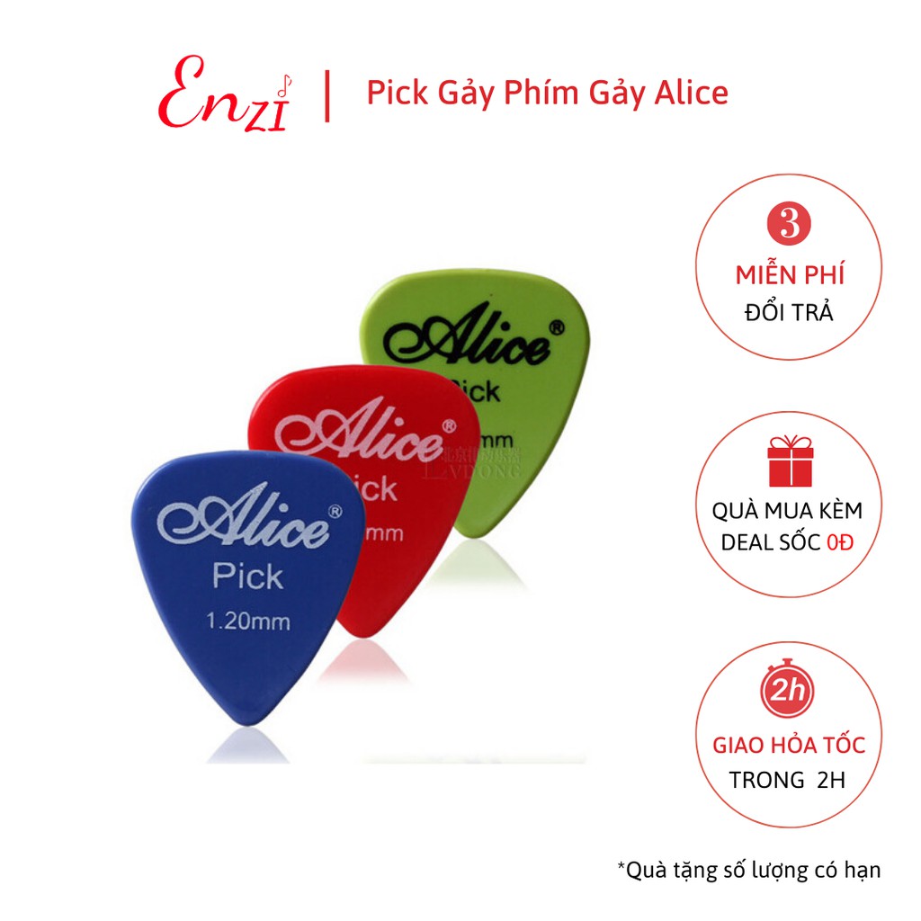 Pick Gảy Đàn Alice, phím gảy, móng gảy các kích cỡ độ dày từ 0,58mm 0,71mm 0,81mm 0,96mm 1,2mm và 1,5mm để lựa chọn