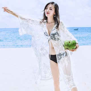 Áo Kimono ren hoa - áo lưới, áo  kimono đi biển