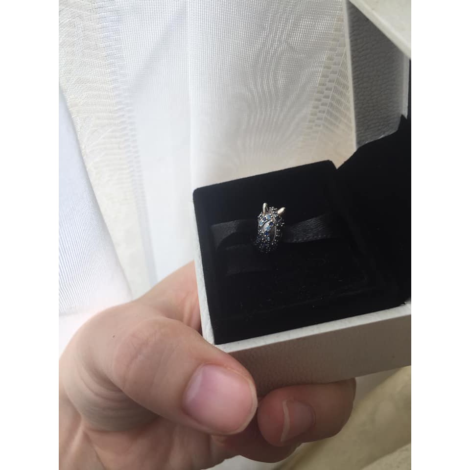 Hạt charm bạc 925 hình ngựa màu xanh biển cá tính