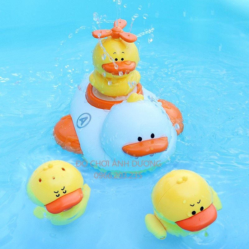 Đồ Chơi Đàn Vịt Phun Nước- TẶNG PIN- Đồ Chơi Thả Bồn Nhà Tắm Vui Nhộn Cho Bé
