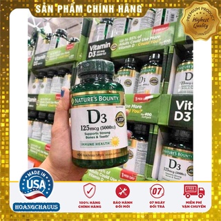 Viên uống bổ sung Vitamin D3 125mcg (5000 IU) Nature's Bounty