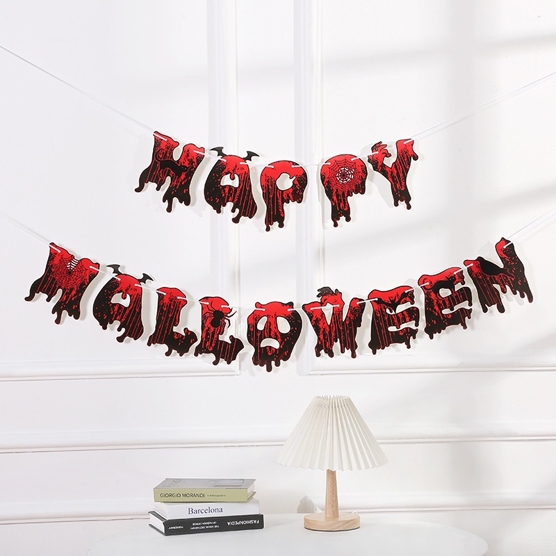 Hàng Mới Về Mới Dây Cờ Xoắn In Chữ Trang Trí Tiệc Halloween 2022