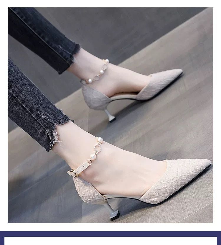 Giày cao gót mũi nhọn cao 5cm có khóa kéo thời trang cho nữ