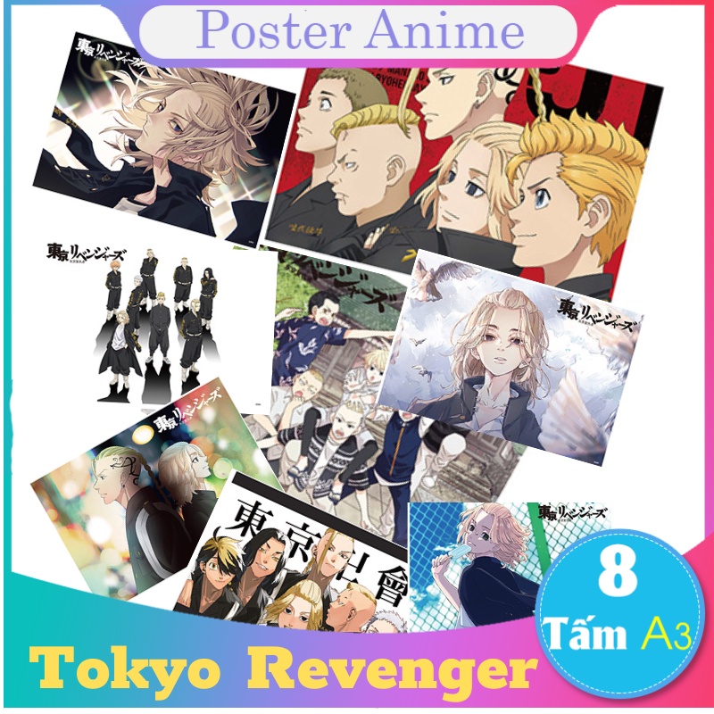 [Hiếm] Tokyo Revengers Set 8 tấm tranh poster to bự A3 anime siêu chất