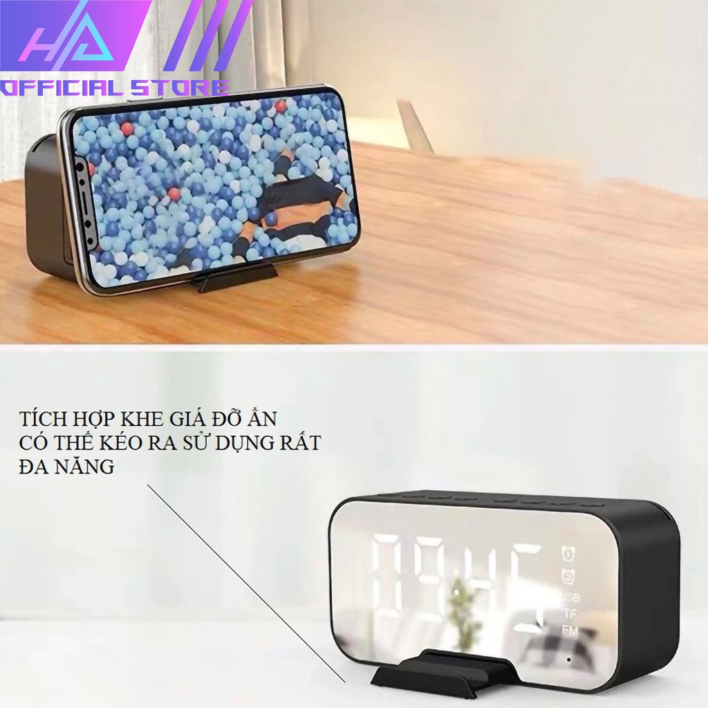 Loa Bluetooth K10 Có Đồng Hồ Đo Nhiệt Độ Phòng, Báo Thức, Kiêm Giá Đỡ Điện Thoại - Chính hãng Kimiso