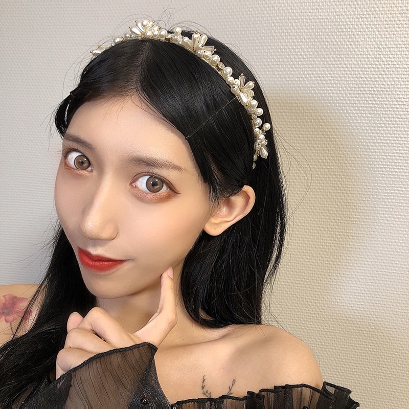 Băng Đô Cài Tóc Hình Hoa Đính Ngọc Trai Nhân Tạo Thời Trang Cho Cô Dâu