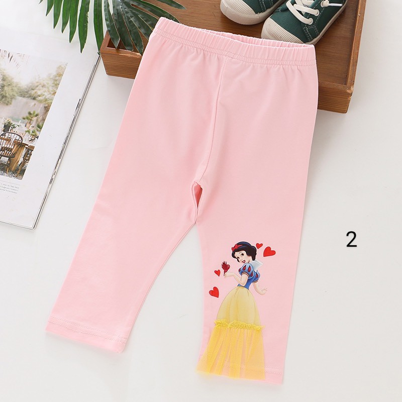 Quần legging bé gái RIO- Quần legging lửng bé gái hình elsa, anna, nàng tiên cá chất cotton thun lạnh bé gái hàng có sẵn