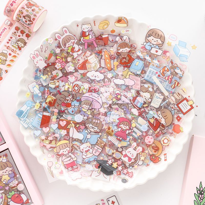 Bộ Sticker Dán Trang Trí Sổ Tay Hình Cô Gái Xinh Xắn