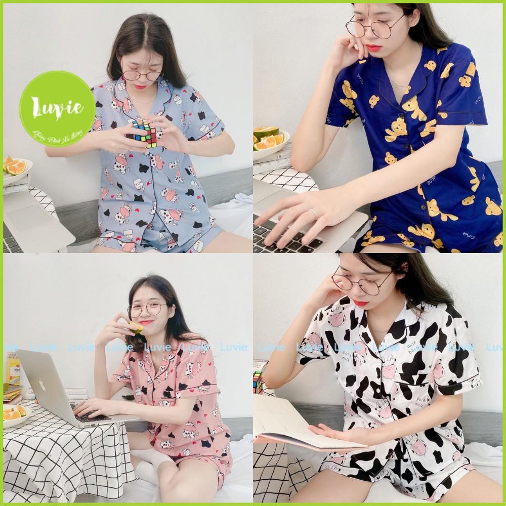 Set bộ đồ ngủ pijama cộc Luvie, Set mặc nhà hàng loại 1 chất đẹp fom rộng