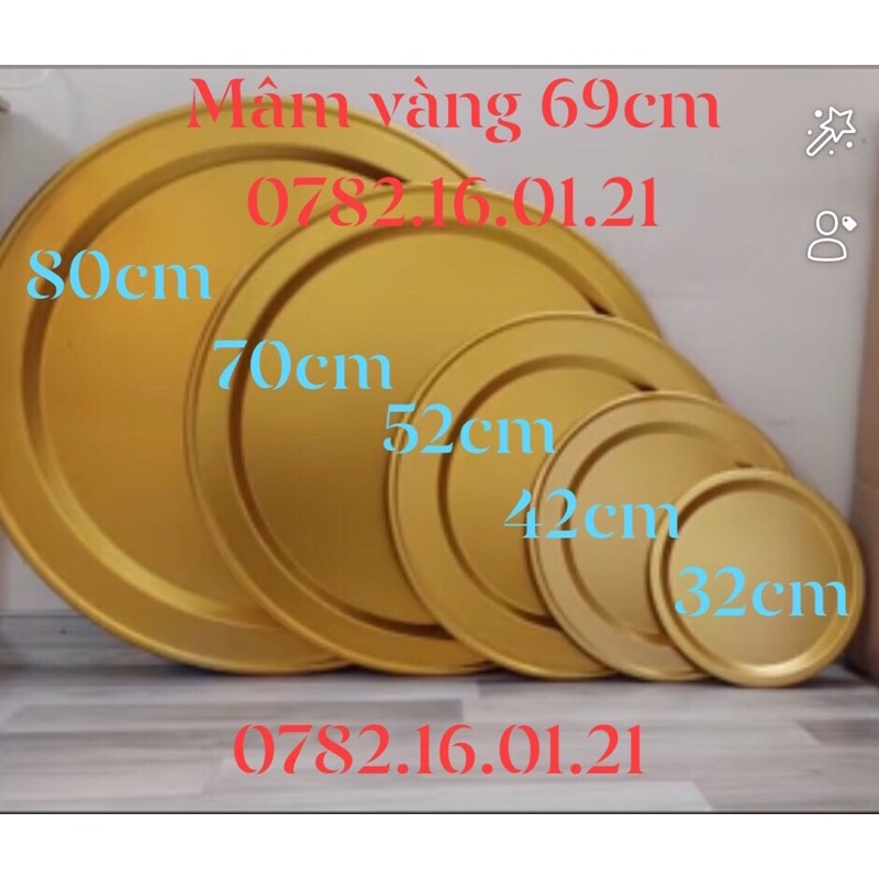 Mâm nhôm mạ vàng 69cm giá gốc tại xưởng dùng trong tiệc lẩu, cỗ...
