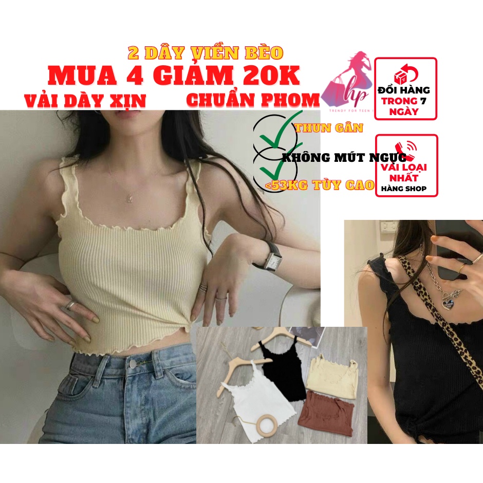 áo hai dây nữ kiểu ôm body chyạ viền sang chảnh mẫu trơn thun gân màu đen trắng phong cách hàn quốc thời trang A114