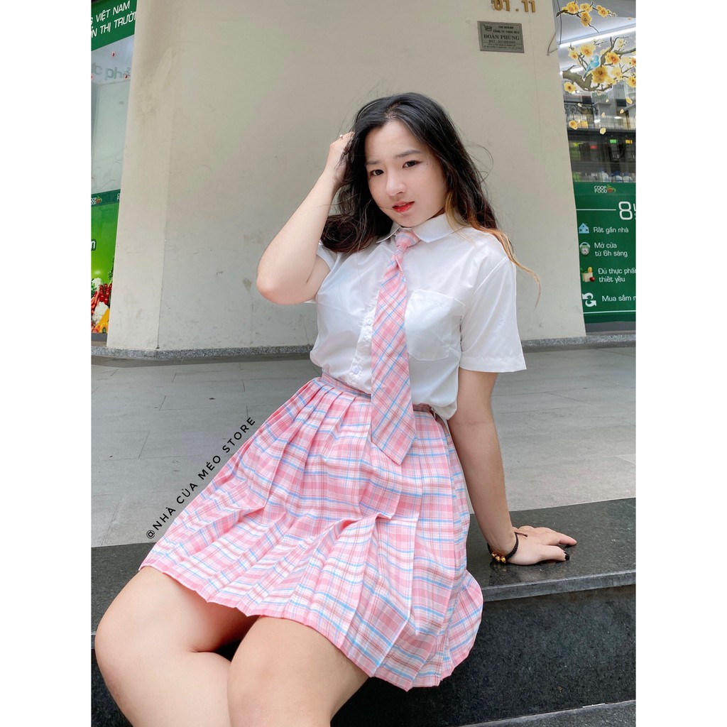 CHÂN VÁY PHONG CÁCH HỌC SINH NHẬT BẢN CARO ULZZANG