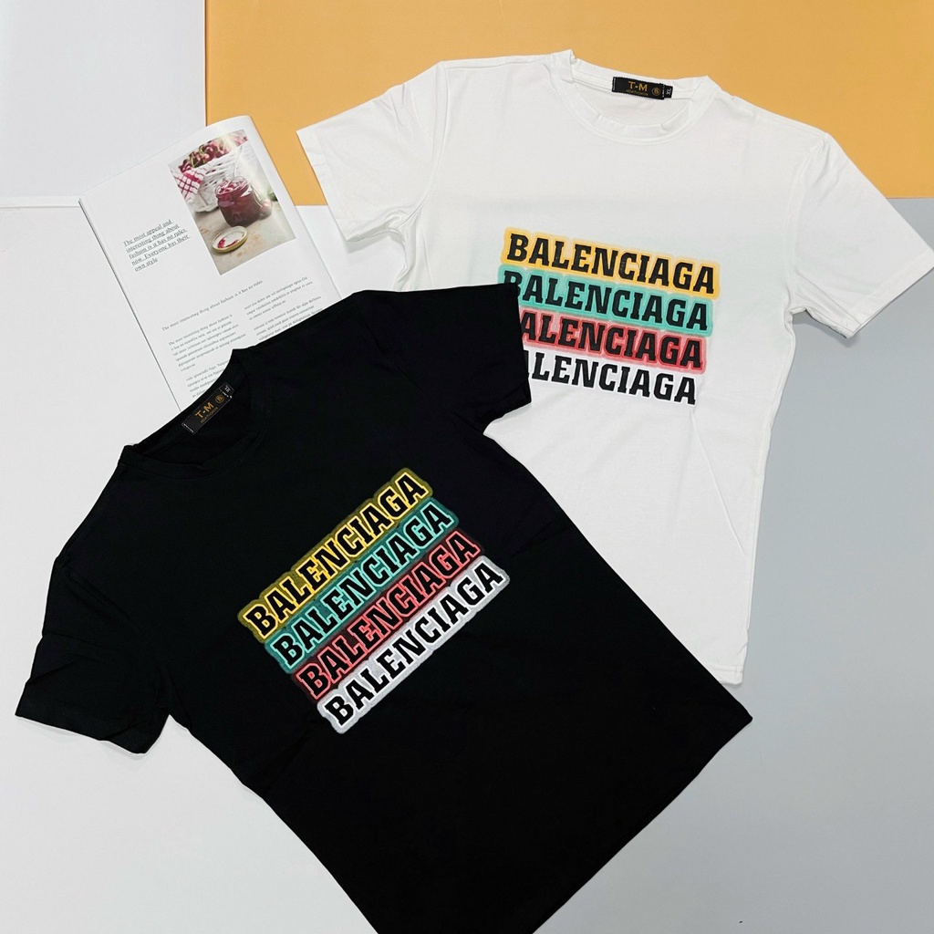 Áo thun nam nữ Balenciaga hoạ tiết in chữ nhiều màu sắc vô cùng nổi bật, áo phông dễ dàng phối đồ 2022