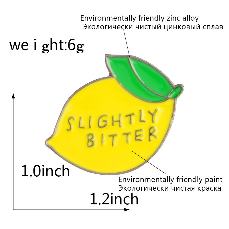 Ghim cài áo hình quả chanh bằng kim loại tráng men màu vàng cho nam nữ