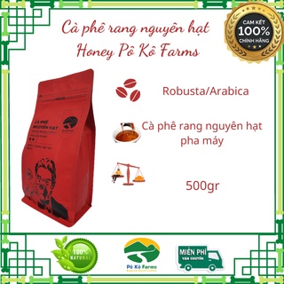Cà phê nguyên chất rang nguyên hạt Pô Kô Farms 100% Arabica - 500gram