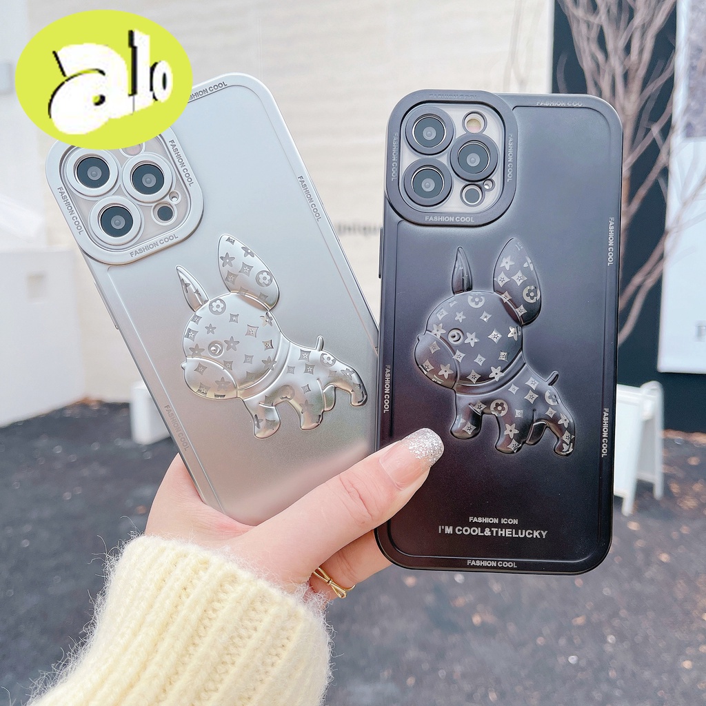 Ốp điện thoại mềm mạ điện hình chó Bull thích hợp cho Iphone 13 pro 12 11 Pro Max 8Plus 7P i11 11Pro 12pro Xs Max X Xr
