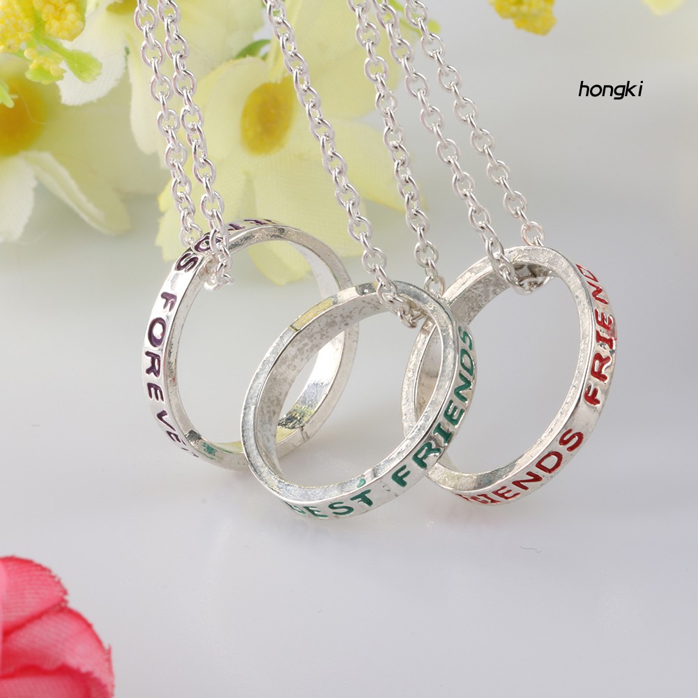 Set 3 Vòng Cổ Mặt Nhẫn Khắc Chữ Best Friend Đơn Giản Thời Trang Cho Nữ