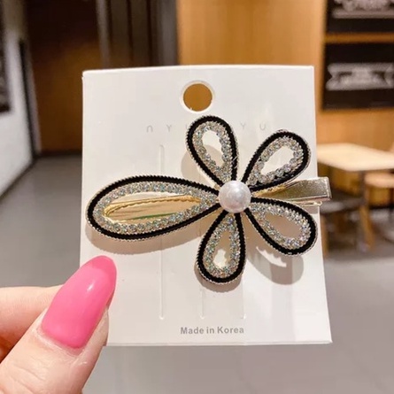 Kẹp mái nơ hoa đính đá sang trọng phong cách Hàn Quốc, phụ kiện tóc nữ KT046 - Filibra