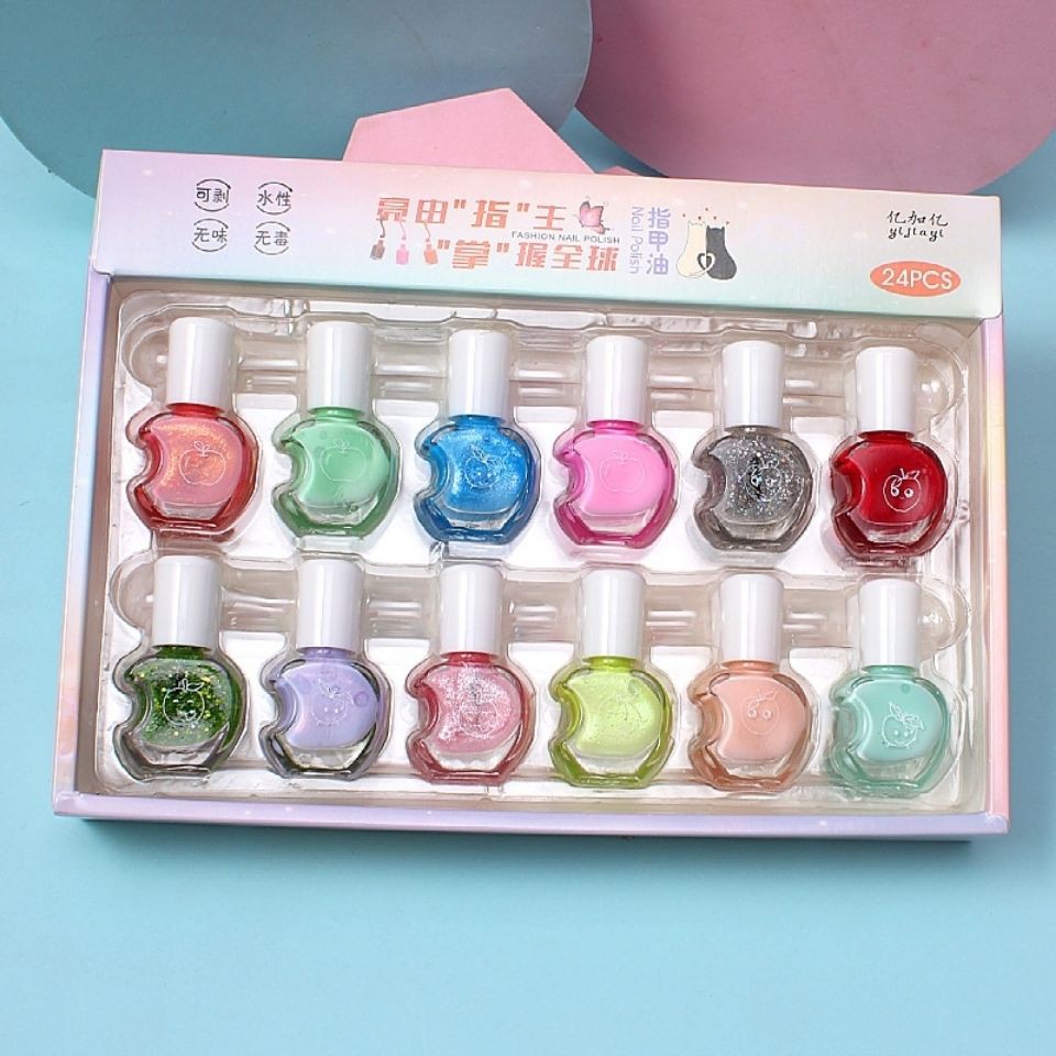Hộp sơn móng tay 12 màu không độc hại chống thấm nước có thể giặt sạch cho bé