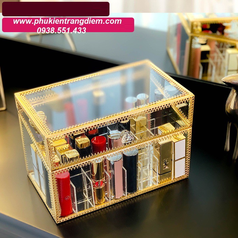 Hộp Đựng Son Môi 18 Ô Golden Viền Vàng