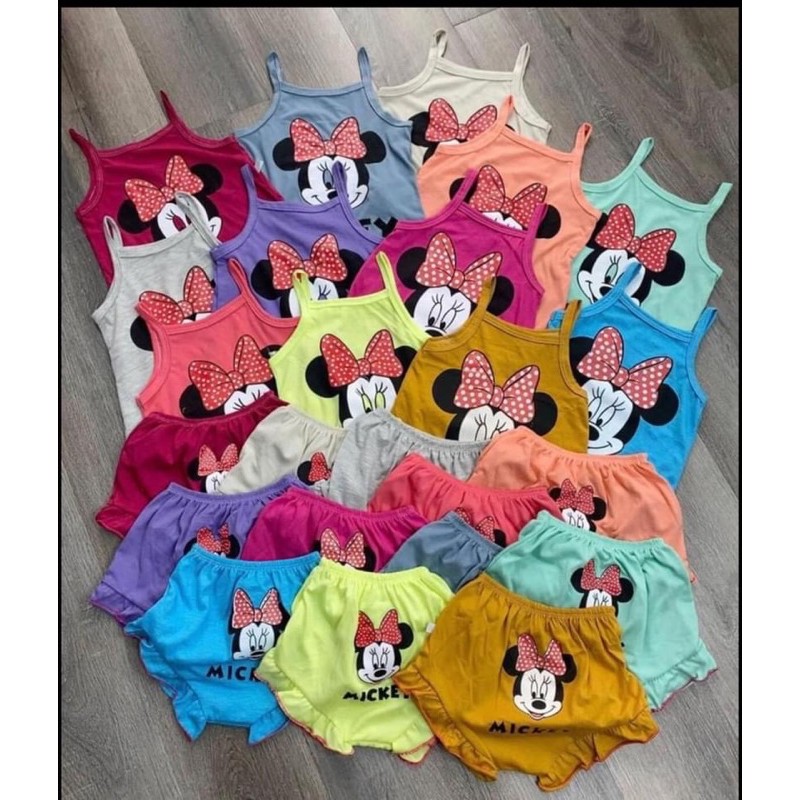 bộ Mickey cho bé gái,chất cotton,kiểu 2 dây điệu đà