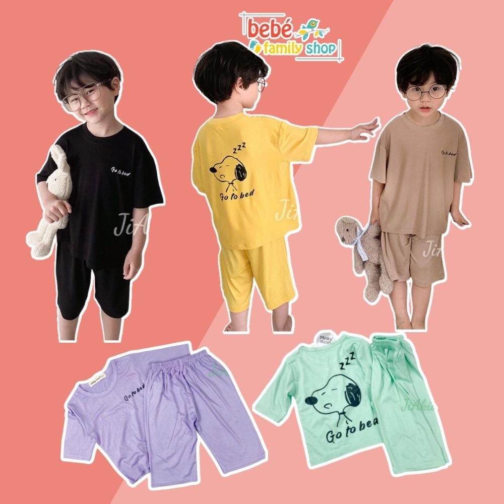 Set đồ bộ lửng mặc nhà cho bé trai, bé gái thun cotton form rộng đủ size từ 1 đến 5 tuổi- bebefamilyshop - STK