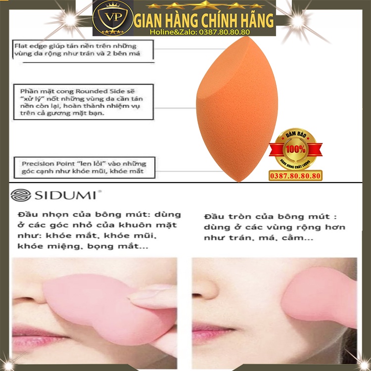 Set 2 Bông mút trang điểm đánh tán kem nền phấn nước cushion bb cc cream phấn hồ lô giọt nước chính hãng sidumi hàn quốc