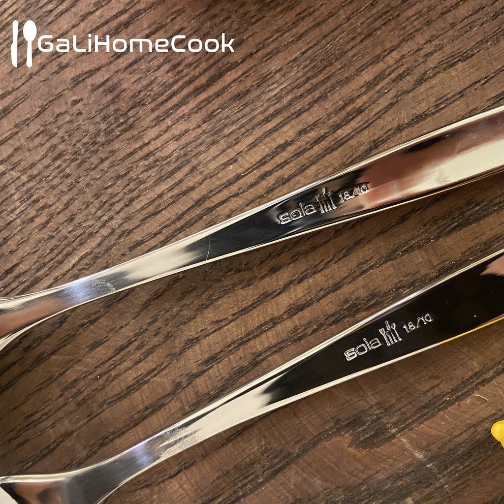 Bộ 2 chiếc THÌA và DĨA ăn bánh inox 304 SOLA  phong cách Châu Âu  cao cấp | GaliHomecook Spoon n Fork BH7-8